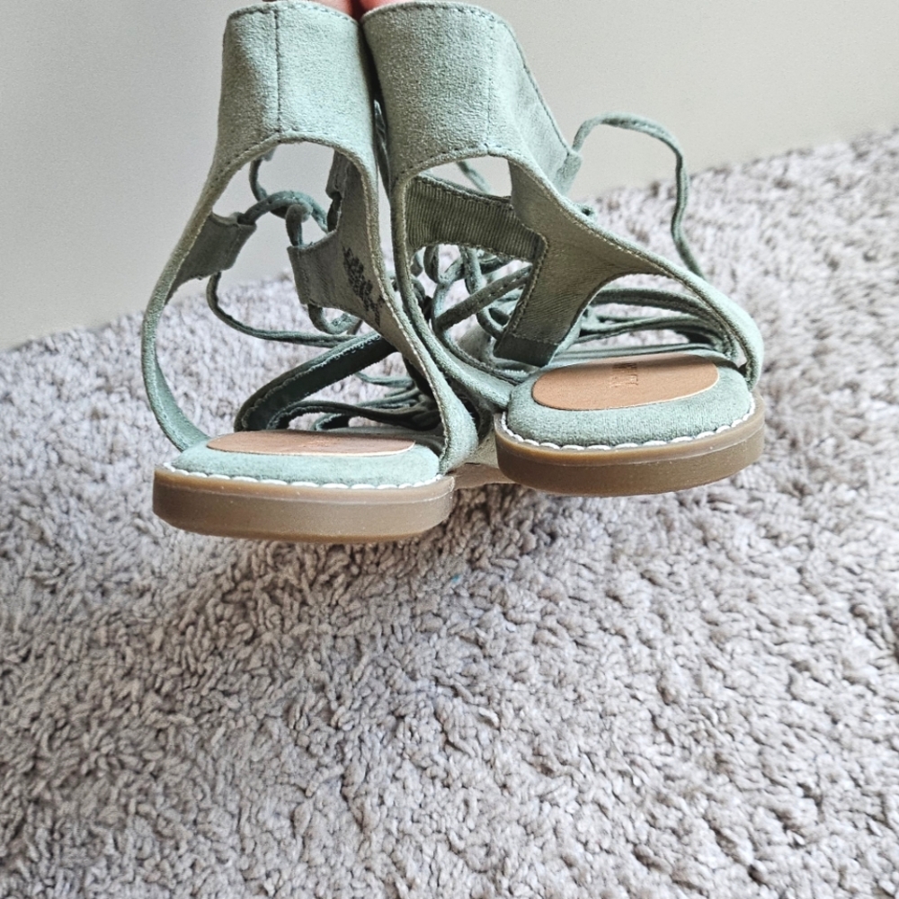 Women's Sage Green Suede Sandals - Picture 3 of 3